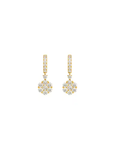 Wish Fine Jewelry 3.00ct Diamond 18K Gold Flower Drop Earrings | Thumbnail 1 Wish Fine Jewelry 3.00ct Diamond 18K Gold Flower Drop Earrings | Thumbnail 1