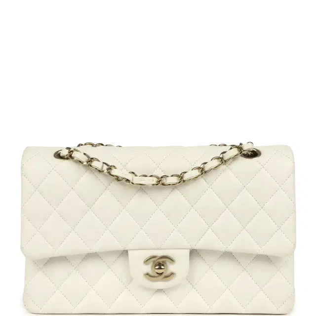 Chanel Medium Classic Double Flap White Caviar Light Gold Hardware Chanel Medium Classic Double Flap White Caviar Light Gold Hardware