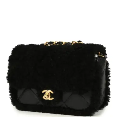 Chanel Chanel Mini Shearling Flap Bag Black Lambskin Brushed Gold Hardware | Thumbnail 5 Chanel Chanel Mini Shearling Flap Bag Black Lambskin Brushed Gold Hardware | Thumbnail 5