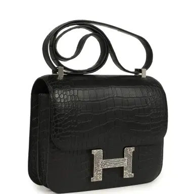HERMÈS Hermes Constance 24 Black Matte Alligator and Ombre Lizard Marquette Palladium Hardware | Thumbnail 2 HERMÈS Hermes Constance 24 Black Matte Alligator and Ombre Lizard Marquette Palladium Hardware | Thumbnail 2