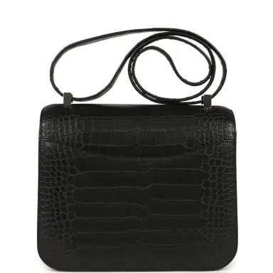 HERMÈS Hermes Constance 24 Black Matte Alligator and Ombre Lizard Marquette Palladium Hardware | Thumbnail 4 HERMÈS Hermes Constance 24 Black Matte Alligator and Ombre Lizard Marquette Palladium Hardware | Thumbnail 4