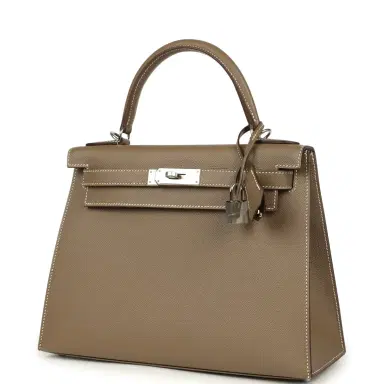 HERMÈS Hermes Kelly Sellier 28 Etoupe Epsom Palladium Hardware | Thumbnail 5 HERMÈS Hermes Kelly Sellier 28 Etoupe Epsom Palladium Hardware | Thumbnail 5