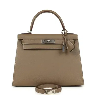HERMÈS Hermes Kelly Sellier 28 Etoupe Epsom Palladium Hardware | Thumbnail 1 HERMÈS Hermes Kelly Sellier 28 Etoupe Epsom Palladium Hardware | Thumbnail 1