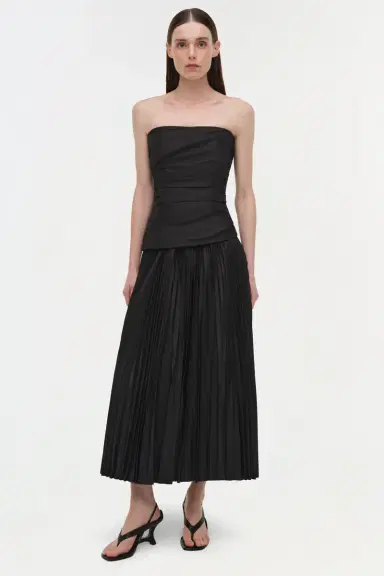 Simkhai Arie Strapless Cotton Bustier Midi Dress | Thumbnail 3 Simkhai Arie Strapless Cotton Bustier Midi Dress | Thumbnail 3