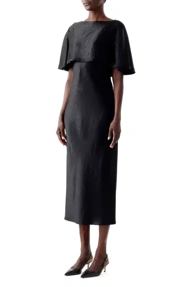 Jason Wu Collection WASHED TWILL CAPE MIDI DRESS | Thumbnail 2 Jason Wu Collection WASHED TWILL CAPE MIDI DRESS | Thumbnail 2