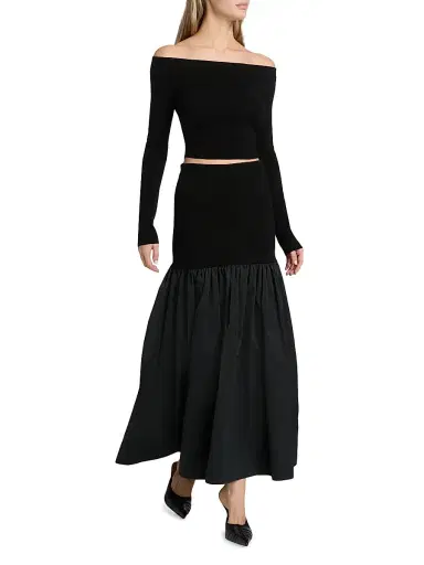 A.L.C. Women's Cami Wool-Blend Fit & Flare Midi-Skirt - Black Navy - Size Medium | Thumbnail 2 A.L.C. Women's Cami Wool-Blend Fit & Flare Midi-Skirt - Black Navy - Size Medium | Thumbnail 2