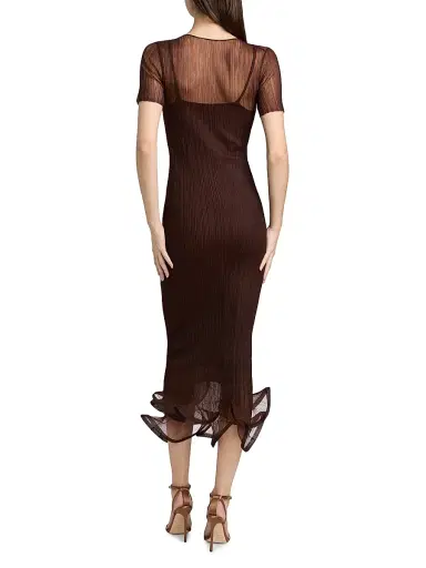 SIMKHAI Women's Selena Pleated Chiffon Midi-Dress - Mahogany | Thumbnail 5 SIMKHAI Women's Selena Pleated Chiffon Midi-Dress - Mahogany | Thumbnail 5