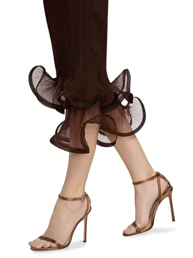 SIMKHAI Women's Selena Pleated Chiffon Midi-Dress - Mahogany | Thumbnail 6 SIMKHAI Women's Selena Pleated Chiffon Midi-Dress - Mahogany | Thumbnail 6