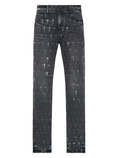 RTA Men's Bryant Logo-Printed Skinny Jeans - Noir Coated Grey | Thumbnail 1 RTA Men's Bryant Logo-Printed Skinny Jeans - Noir Coated Grey | Thumbnail 1
