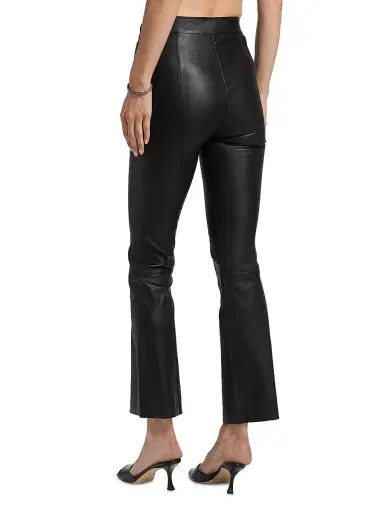SPRWMN Women's Leather High-Rise Flared Crop Pants - Black | Thumbnail 5 SPRWMN Women's Leather High-Rise Flared Crop Pants - Black | Thumbnail 5