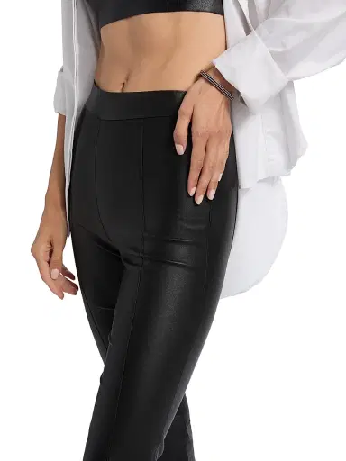 SPRWMN Women's Leather High-Rise Flared Crop Pants - Black | Thumbnail 6 SPRWMN Women's Leather High-Rise Flared Crop Pants - Black | Thumbnail 6