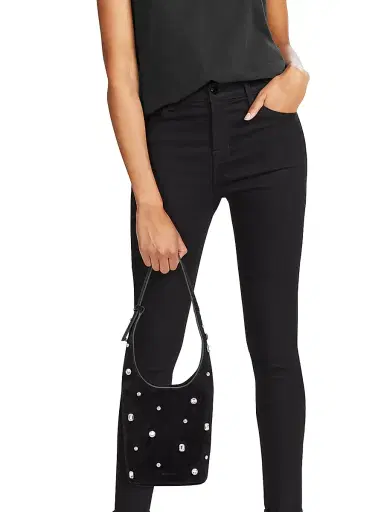 Veronica Beard Women's Crystal-Embellished Suede Shoulder Bag - Black | Thumbnail 3 Veronica Beard Women's Crystal-Embellished Suede Shoulder Bag - Black | Thumbnail 3
