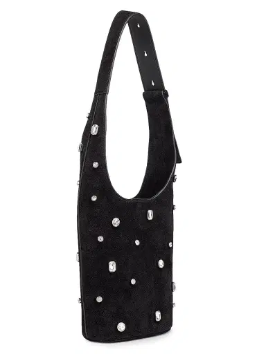 Veronica Beard Women's Crystal-Embellished Suede Shoulder Bag - Black | Thumbnail 4 Veronica Beard Women's Crystal-Embellished Suede Shoulder Bag - Black | Thumbnail 4