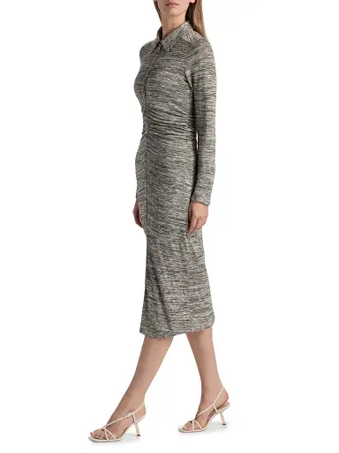 Ramy Brook Women's Rachelle Space-Dye Polo Midi-Dress - Black White Space Dye | Thumbnail 2 Ramy Brook Women's Rachelle Space-Dye Polo Midi-Dress - Black White Space Dye | Thumbnail 2