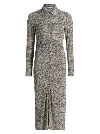 Ramy Brook Women's Rachelle Space-Dye Polo Midi-Dress - Black White Space Dye | Thumbnail 1 Ramy Brook Women's Rachelle Space-Dye Polo Midi-Dress - Black White Space Dye | Thumbnail 1