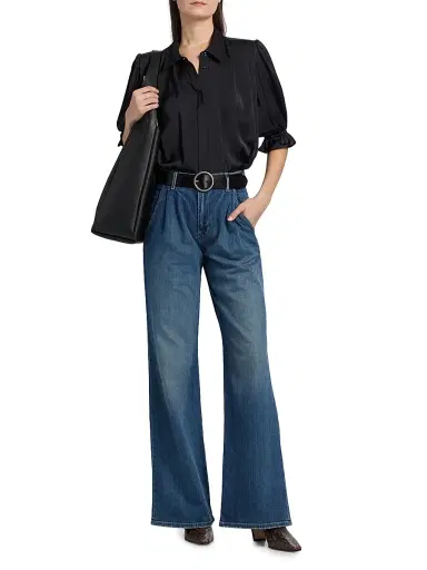 Ramy Brook Women's Amira Pleated Shirt - Black | Thumbnail 2 Ramy Brook Women's Amira Pleated Shirt - Black | Thumbnail 2
