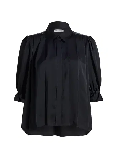 Ramy Brook Women's Amira Pleated Shirt - Black | Thumbnail 1 Ramy Brook Women's Amira Pleated Shirt - Black | Thumbnail 1