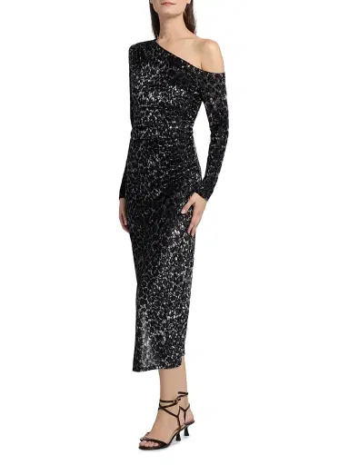 Ramy Brook Women's Anastasia Leopard Devoré Velvet Midi-Dress - Black Leopard Burnout | Thumbnail 4 Ramy Brook Women's Anastasia Leopard Devoré Velvet Midi-Dress - Black Leopard Burnout | Thumbnail 4