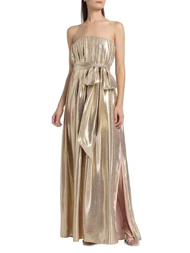 Ramy Brook Women's Chiara Metallic Silk Strapless Sashed Gown - Gold | Thumbnail 2 Ramy Brook Women's Chiara Metallic Silk Strapless Sashed Gown - Gold | Thumbnail 2