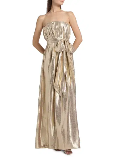 Ramy Brook Women's Chiara Metallic Silk Strapless Sashed Gown - Gold | Thumbnail 3 Ramy Brook Women's Chiara Metallic Silk Strapless Sashed Gown - Gold | Thumbnail 3