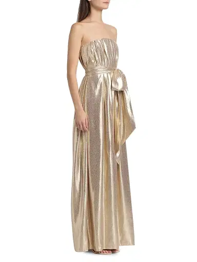 Ramy Brook Women's Chiara Metallic Silk Strapless Sashed Gown - Gold | Thumbnail 4 Ramy Brook Women's Chiara Metallic Silk Strapless Sashed Gown - Gold | Thumbnail 4