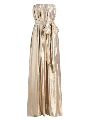 Ramy Brook Women's Chiara Metallic Silk Strapless Sashed Gown - Gold | Thumbnail 1 Ramy Brook Women's Chiara Metallic Silk Strapless Sashed Gown - Gold | Thumbnail 1