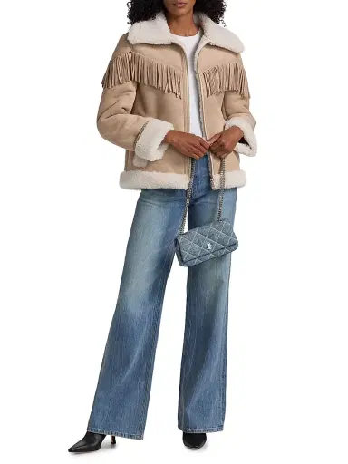 Generation Love Women's Fringed Faux-Suede Bomber Jacket - Taupe White | Thumbnail 2 Generation Love Women's Fringed Faux-Suede Bomber Jacket - Taupe White | Thumbnail 2