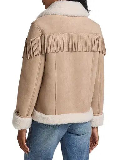 Generation Love Women's Fringed Faux-Suede Bomber Jacket - Taupe White | Thumbnail 5 Generation Love Women's Fringed Faux-Suede Bomber Jacket - Taupe White | Thumbnail 5