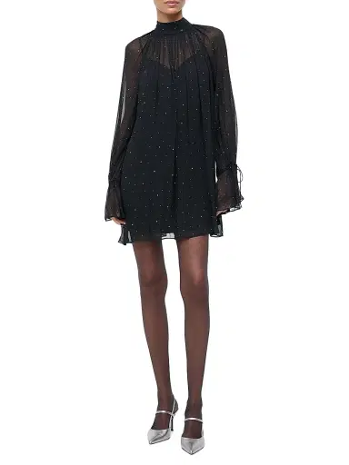 Staud Women's Roux Embellished Semi-Sheer Minidress - Black | Thumbnail 2 Staud Women's Roux Embellished Semi-Sheer Minidress - Black | Thumbnail 2