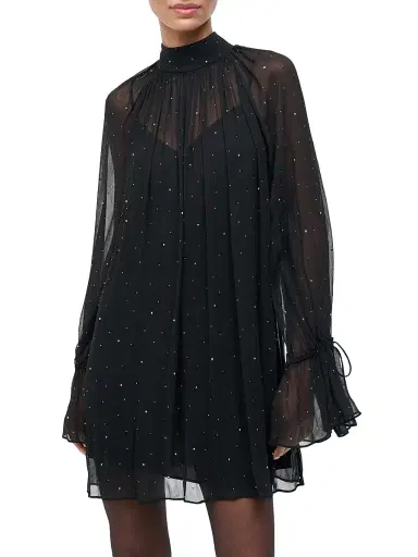 Staud Women's Roux Embellished Semi-Sheer Minidress - Black | Thumbnail 3 Staud Women's Roux Embellished Semi-Sheer Minidress - Black | Thumbnail 3