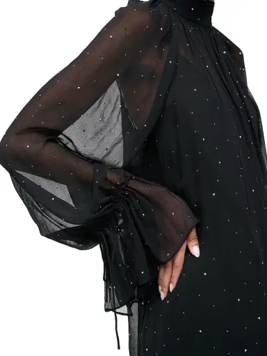 Staud Women's Roux Embellished Semi-Sheer Minidress - Black | Thumbnail 6 Staud Women's Roux Embellished Semi-Sheer Minidress - Black | Thumbnail 6