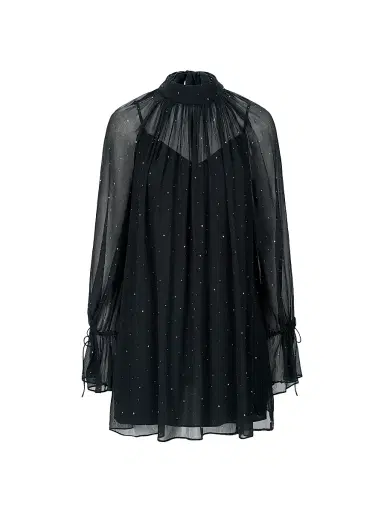 Staud Women's Roux Embellished Semi-Sheer Minidress - Black | Thumbnail 1 Staud Women's Roux Embellished Semi-Sheer Minidress - Black | Thumbnail 1