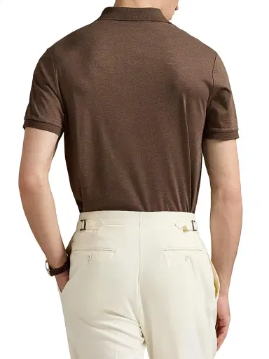 Polo Ralph Lauren Men's Cotton Polo Shirt - Nutmeg Brown Heather | Thumbnail 4 Polo Ralph Lauren Men's Cotton Polo Shirt - Nutmeg Brown Heather | Thumbnail 4