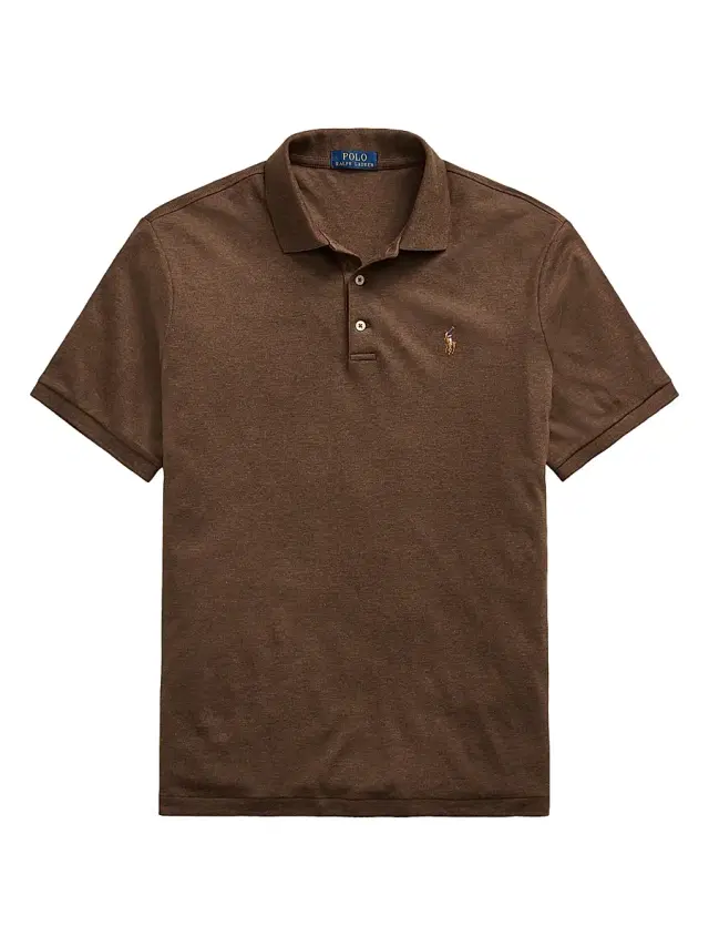 Men's Cotton Polo Shirt - Nutmeg Brown Heather Men's Cotton Polo Shirt - Nutmeg Brown Heather