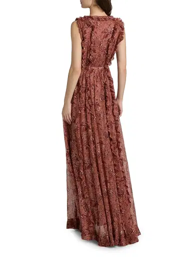 Ulla Johnson Women's Aida Printed Silk-Blend Ruffled Gown - Oleander | Thumbnail 5 Ulla Johnson Women's Aida Printed Silk-Blend Ruffled Gown - Oleander | Thumbnail 5