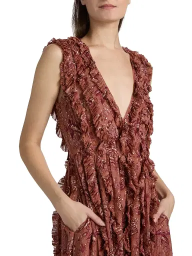 Ulla Johnson Women's Aida Printed Silk-Blend Ruffled Gown - Oleander | Thumbnail 6 Ulla Johnson Women's Aida Printed Silk-Blend Ruffled Gown - Oleander | Thumbnail 6