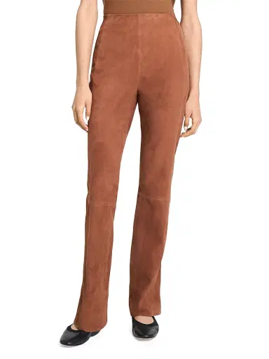 Theory Women's Slit-Detail Leather Flared Pants - Caramel | Thumbnail 3 Theory Women's Slit-Detail Leather Flared Pants - Caramel | Thumbnail 3
