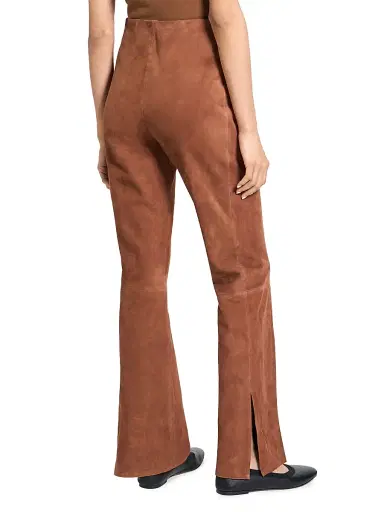 Theory Women's Slit-Detail Leather Flared Pants - Caramel | Thumbnail 5 Theory Women's Slit-Detail Leather Flared Pants - Caramel | Thumbnail 5