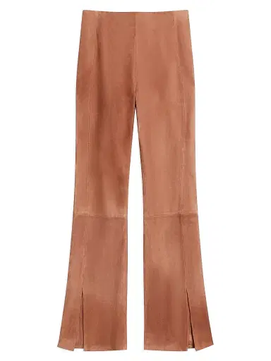Theory Women's Slit-Detail Leather Flared Pants - Caramel | Thumbnail 1 Theory Women's Slit-Detail Leather Flared Pants - Caramel | Thumbnail 1