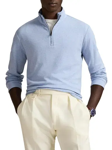 Polo Ralph Lauren Men's Luxury Texture Quarter-Zip Pullover - Isle Heather Nevis | Thumbnail 3 Polo Ralph Lauren Men's Luxury Texture Quarter-Zip Pullover - Isle Heather Nevis | Thumbnail 3