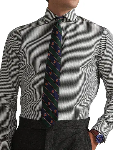 Polo Ralph Lauren Men's Striped Cotton Poplin Shirt - Dark Metal | Thumbnail 5 Polo Ralph Lauren Men's Striped Cotton Poplin Shirt - Dark Metal | Thumbnail 5