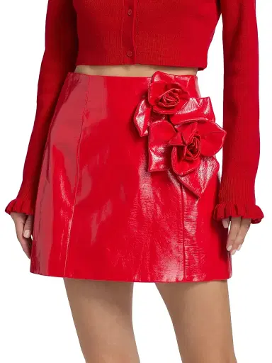 Aknvas Women's Liva Rose-Appliqué Faux-Leather Miniskirt | Thumbnail 3 Aknvas Women's Liva Rose-Appliqué Faux-Leather Miniskirt | Thumbnail 3