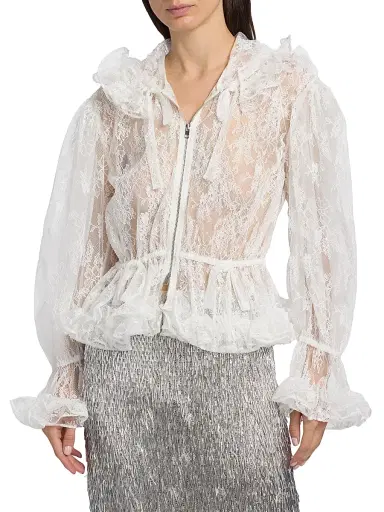 Aknvas Women's Elisa Floral Lace Hooded Jacket - Ivory - Size 6 | Thumbnail 3 Aknvas Women's Elisa Floral Lace Hooded Jacket - Ivory - Size 6 | Thumbnail 3