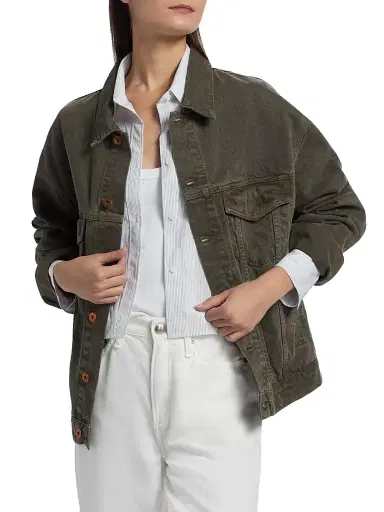 SLVRLAKE Women's Oversized Boyfriend Denim Trucker Jacket - Keystone Mountain | Thumbnail 3 SLVRLAKE Women's Oversized Boyfriend Denim Trucker Jacket - Keystone Mountain | Thumbnail 3