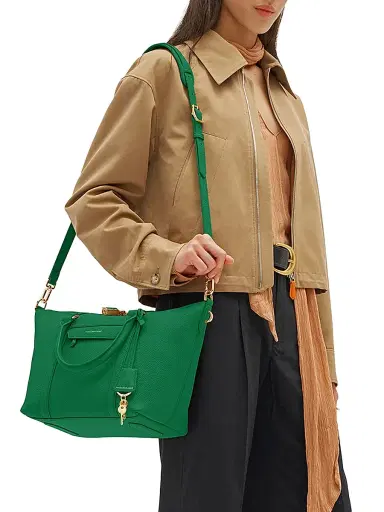 MAISON de SABRÉ Women's Leather Crossbody Weekender Bag - Emerald Green | Thumbnail 2 MAISON de SABRÉ Women's Leather Crossbody Weekender Bag - Emerald Green | Thumbnail 2