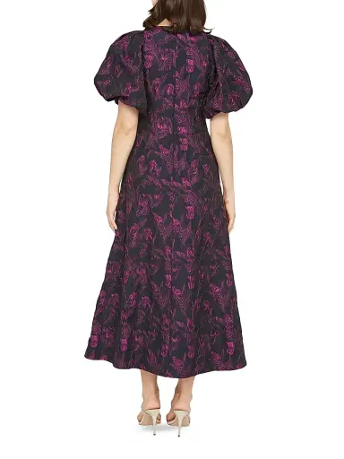 Kay Unger Women's Grace Floral Jacquard Fit & Flare Midi-Dress - Twilight | Thumbnail 5 Kay Unger Women's Grace Floral Jacquard Fit & Flare Midi-Dress - Twilight | Thumbnail 5