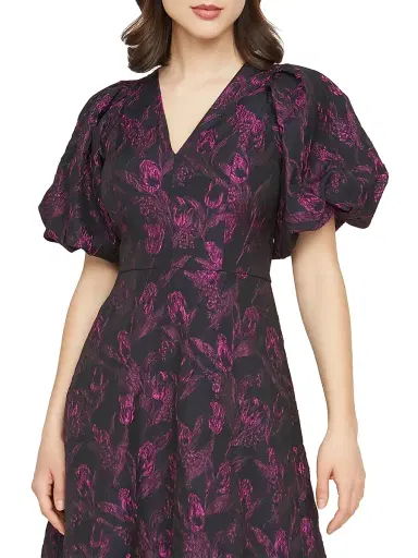 Kay Unger Women's Grace Floral Jacquard Fit & Flare Midi-Dress - Twilight | Thumbnail 7 Kay Unger Women's Grace Floral Jacquard Fit & Flare Midi-Dress - Twilight | Thumbnail 7