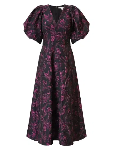 Kay Unger Women's Grace Floral Jacquard Fit & Flare Midi-Dress - Twilight | Thumbnail 1 Kay Unger Women's Grace Floral Jacquard Fit & Flare Midi-Dress - Twilight | Thumbnail 1