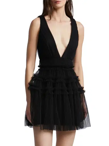 BCBGMAXAZRIA Women's Lumi Tulle Fit & Flare Minidress - Black | Thumbnail 4 BCBGMAXAZRIA Women's Lumi Tulle Fit & Flare Minidress - Black | Thumbnail 4