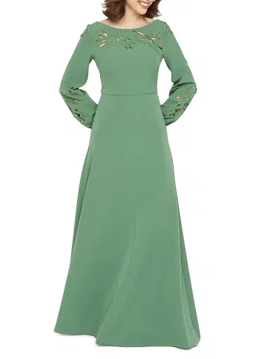 Kay Unger Women's Valentina Embroidered Stretch-Crepe Fit & Flare Gown - Spearmint | Thumbnail 4 Kay Unger Women's Valentina Embroidered Stretch-Crepe Fit & Flare Gown - Spearmint | Thumbnail 4